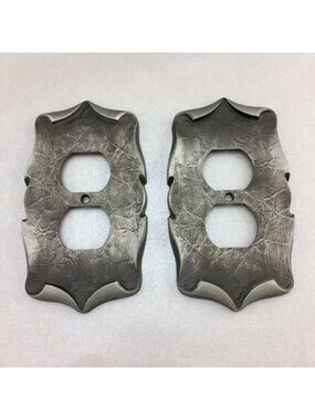 2 Vintage Metal Outlet Plate Covers